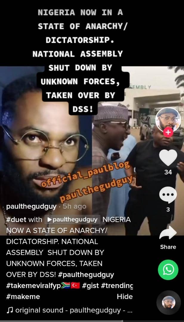 Old video used to depict Nigeria's National Assembly complex invasion by DSS