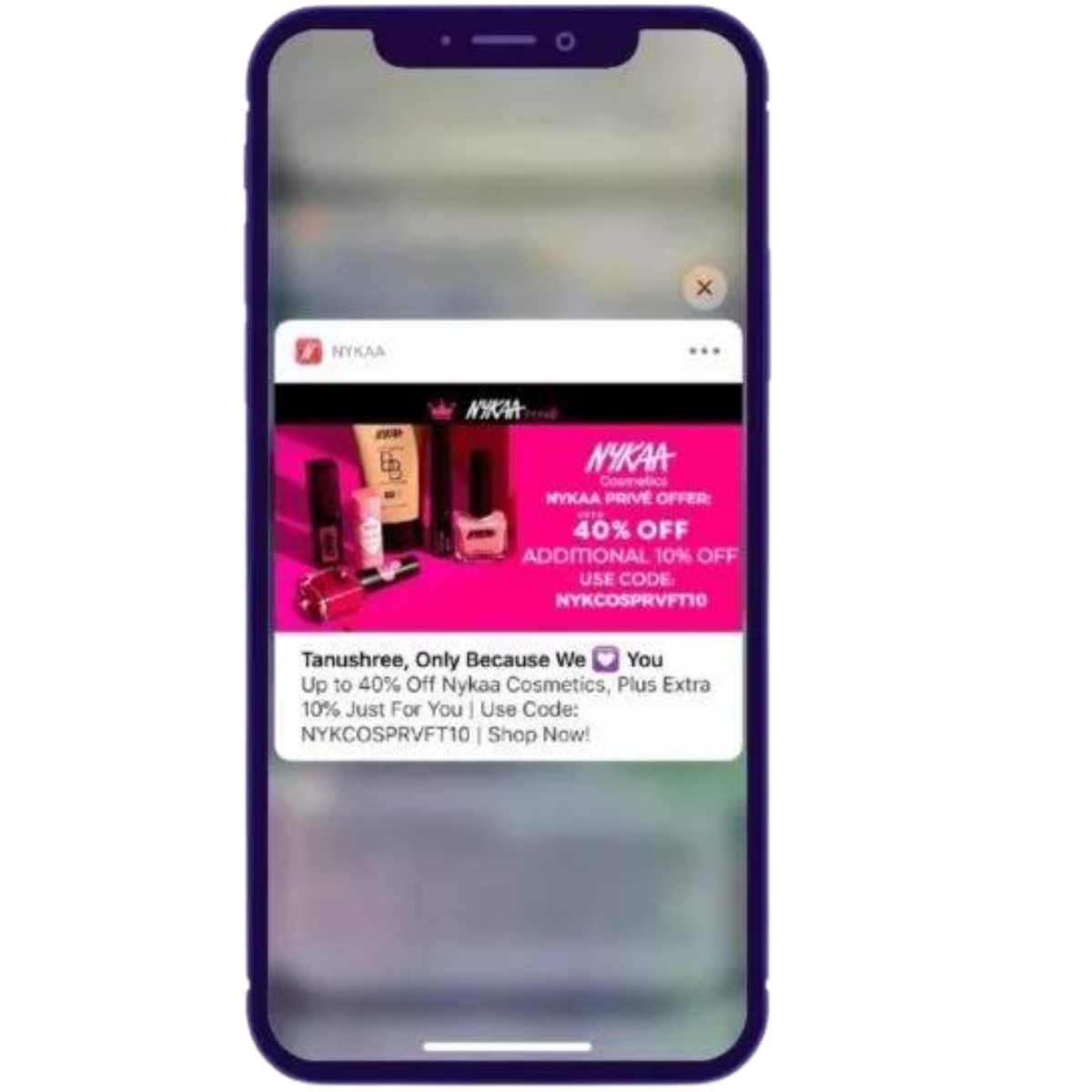 Nykaa push notification image - App Retention Strategies for Retail and D2C
