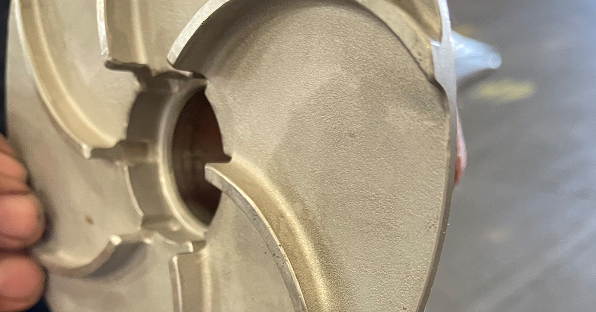 Close-up of centrifuge pump impeller vanes
