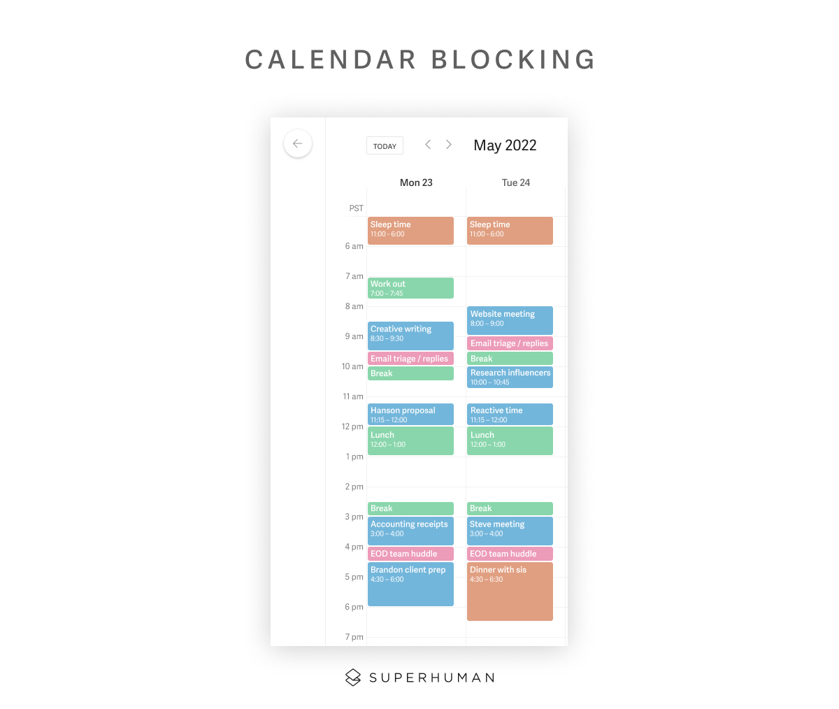 Calendar block your day