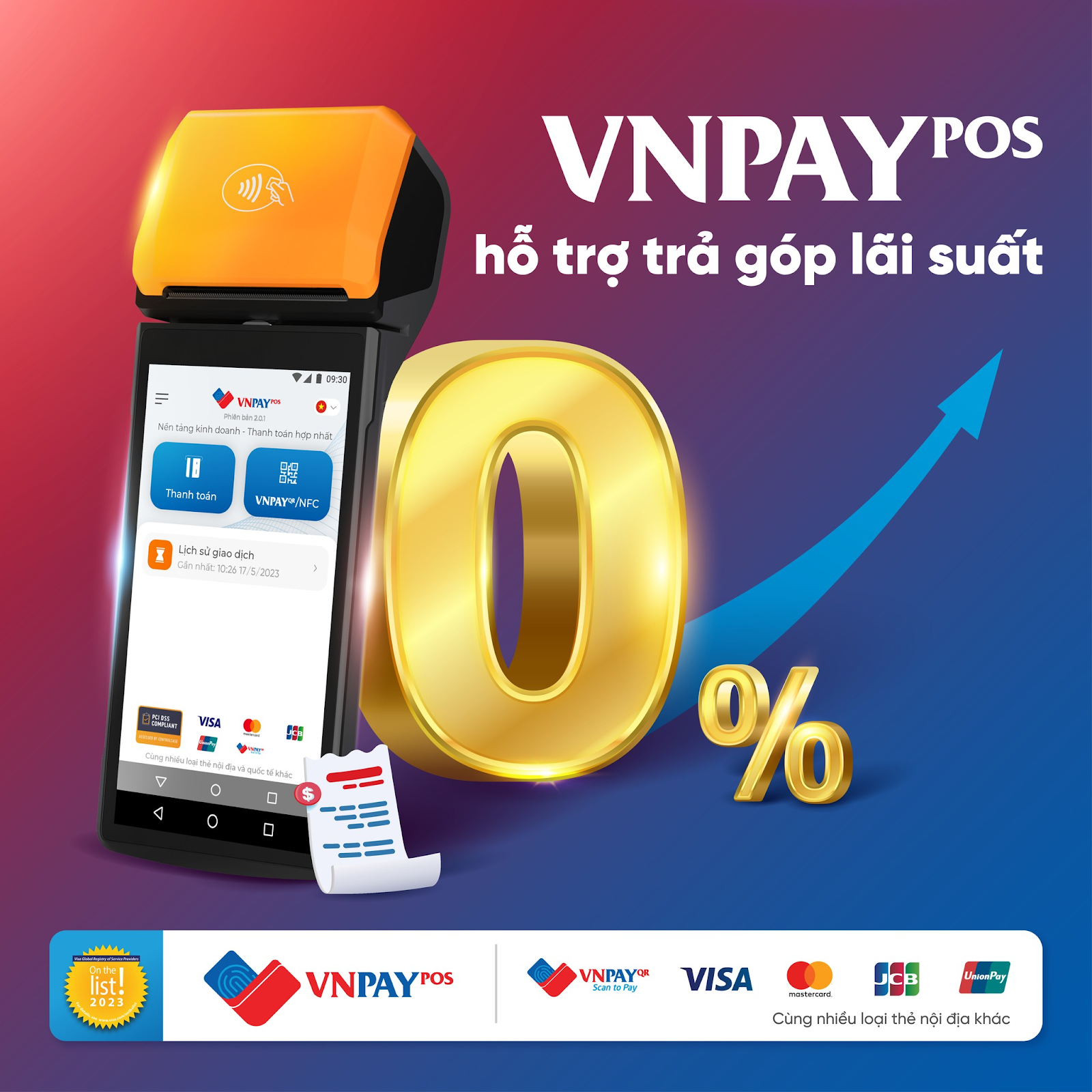 Trả góp lãi suất 0% bằng thẻ tín dụng qua VNPAY-POS