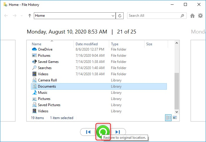 How to recover files through Windows File History windows 10