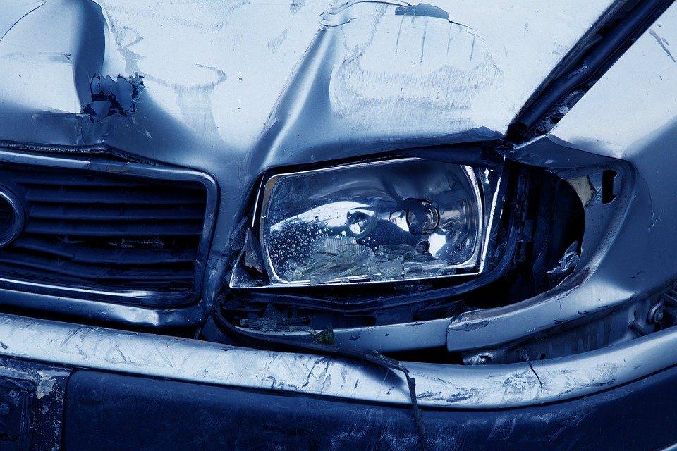 Headlamp, Accident, Auto, Blue, Broken, Car, Collision