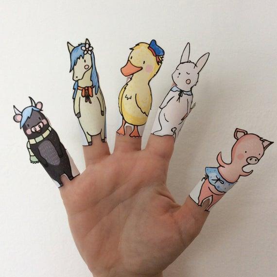 Resultado de imagen de TITERES DE PAPEL ANIMALES DE LA GRANJA POPETS