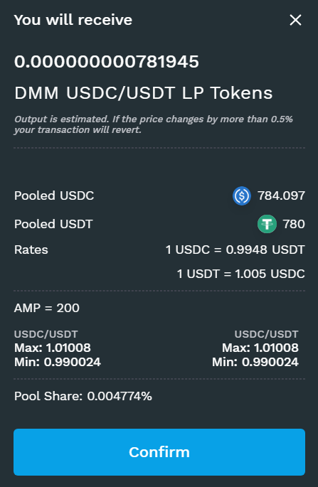 Kyber DMM swap