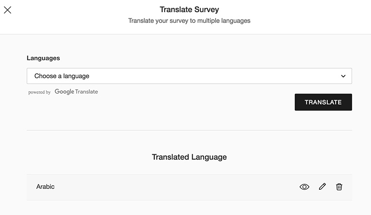 Función de traducción de encuestas