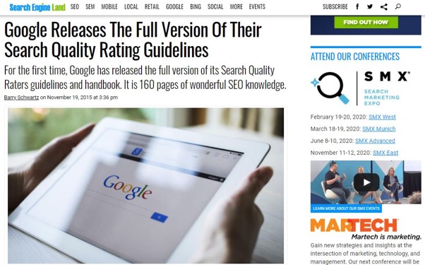 Google publie la version complete du Search Quality Raters Guidelines en 2015