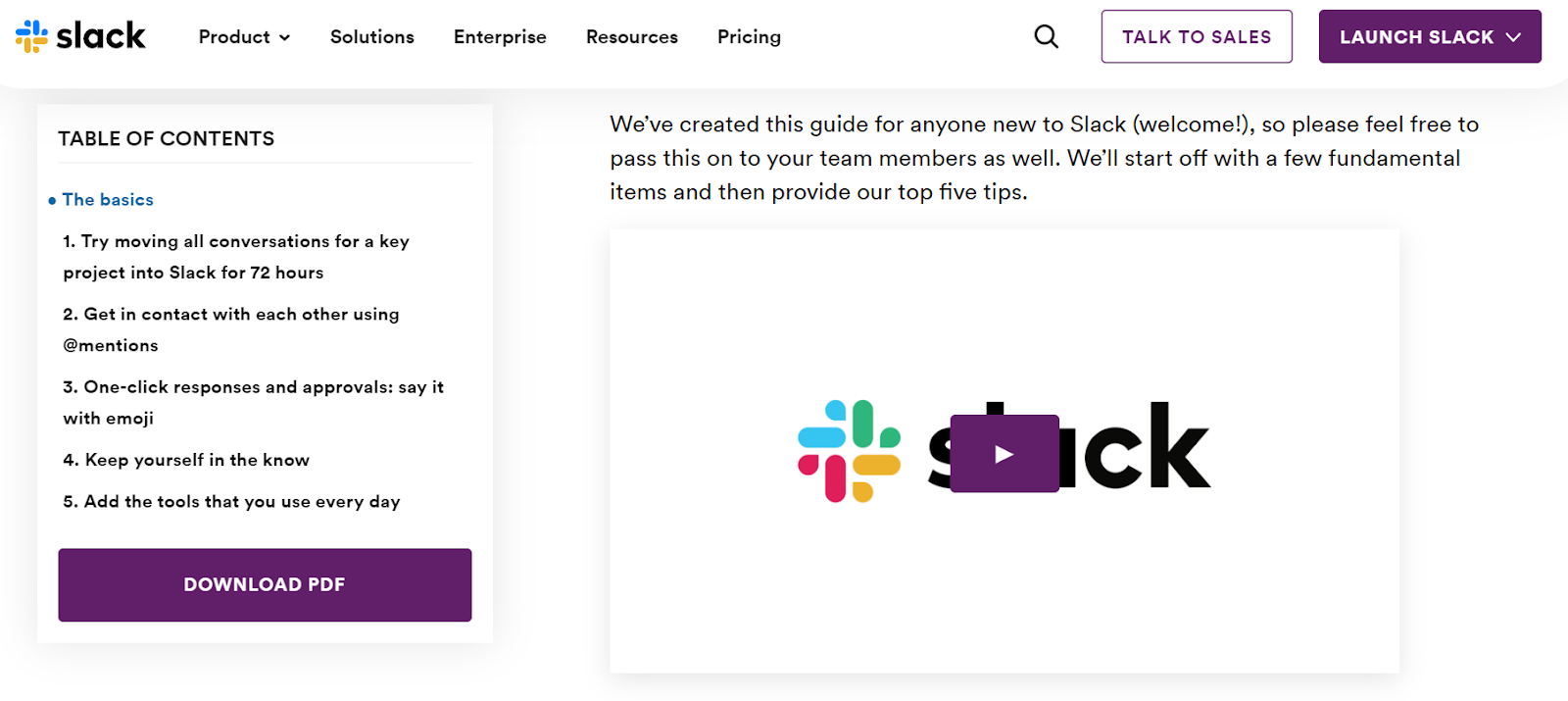 How-to-guides hosted by Slack.