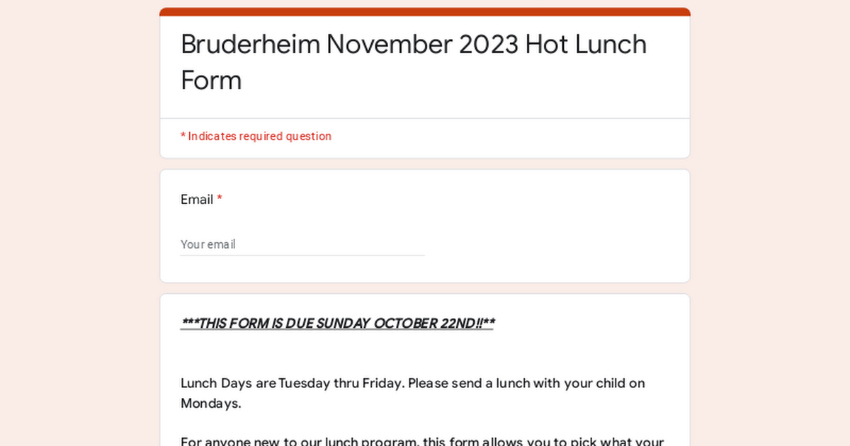 Bruderheim November 2023 Hot Lunch Form