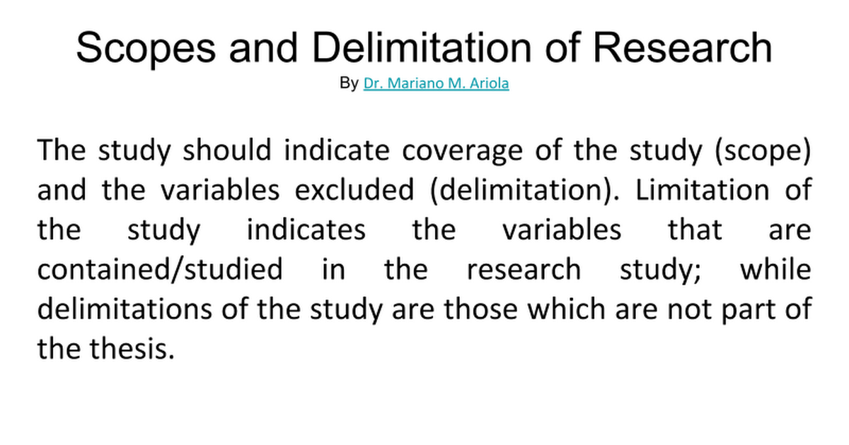 scope and delimitation of the study meaning in research