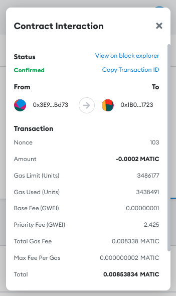 Contract interaction history on your metamask wallet