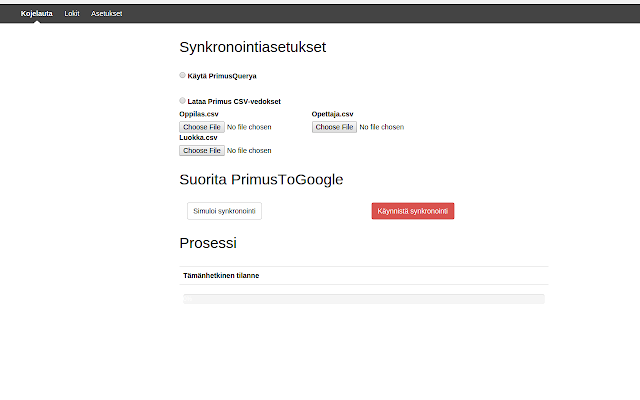 Screenshot of Primus to Google