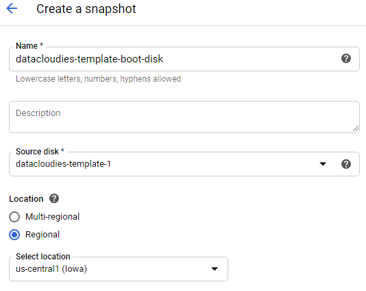 datacloudies snapshot gce
