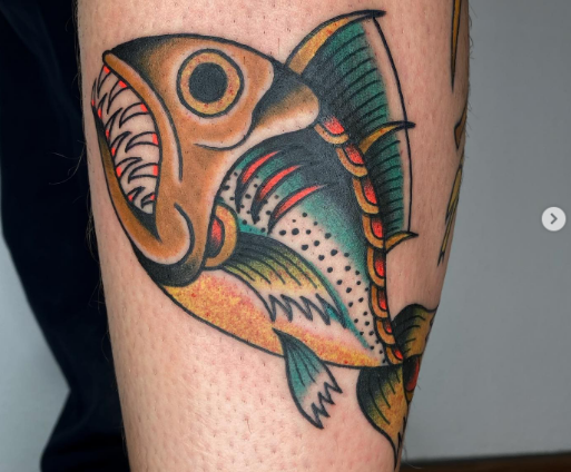 amazing Fish tattoo for leg