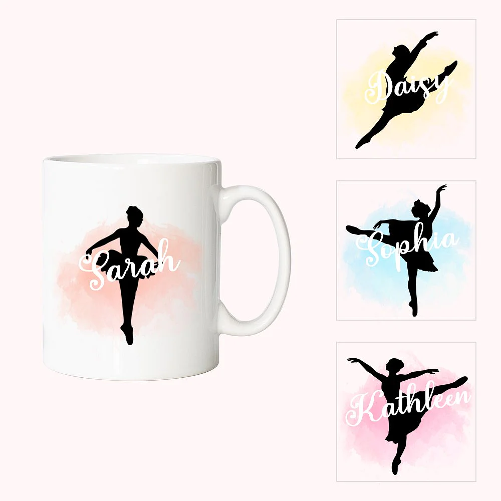 Personalized Dance Ballerina Silhouette Mug Gift for Dancer