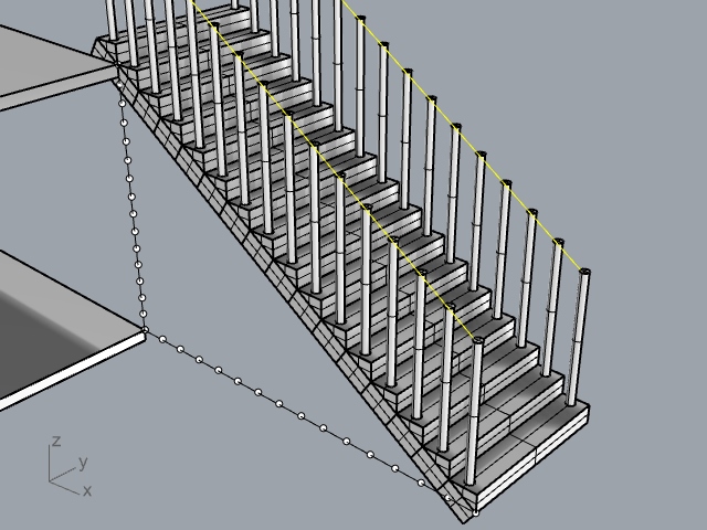 Adding lines for bannister to be completed in Rhino