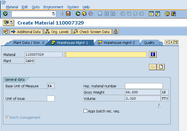 SAP create material details