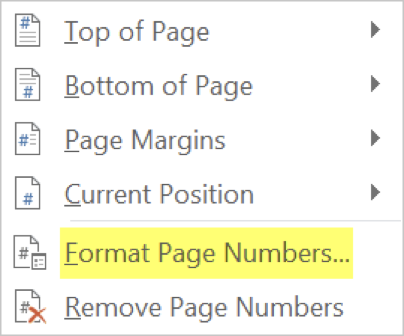 click on "format page numbers"