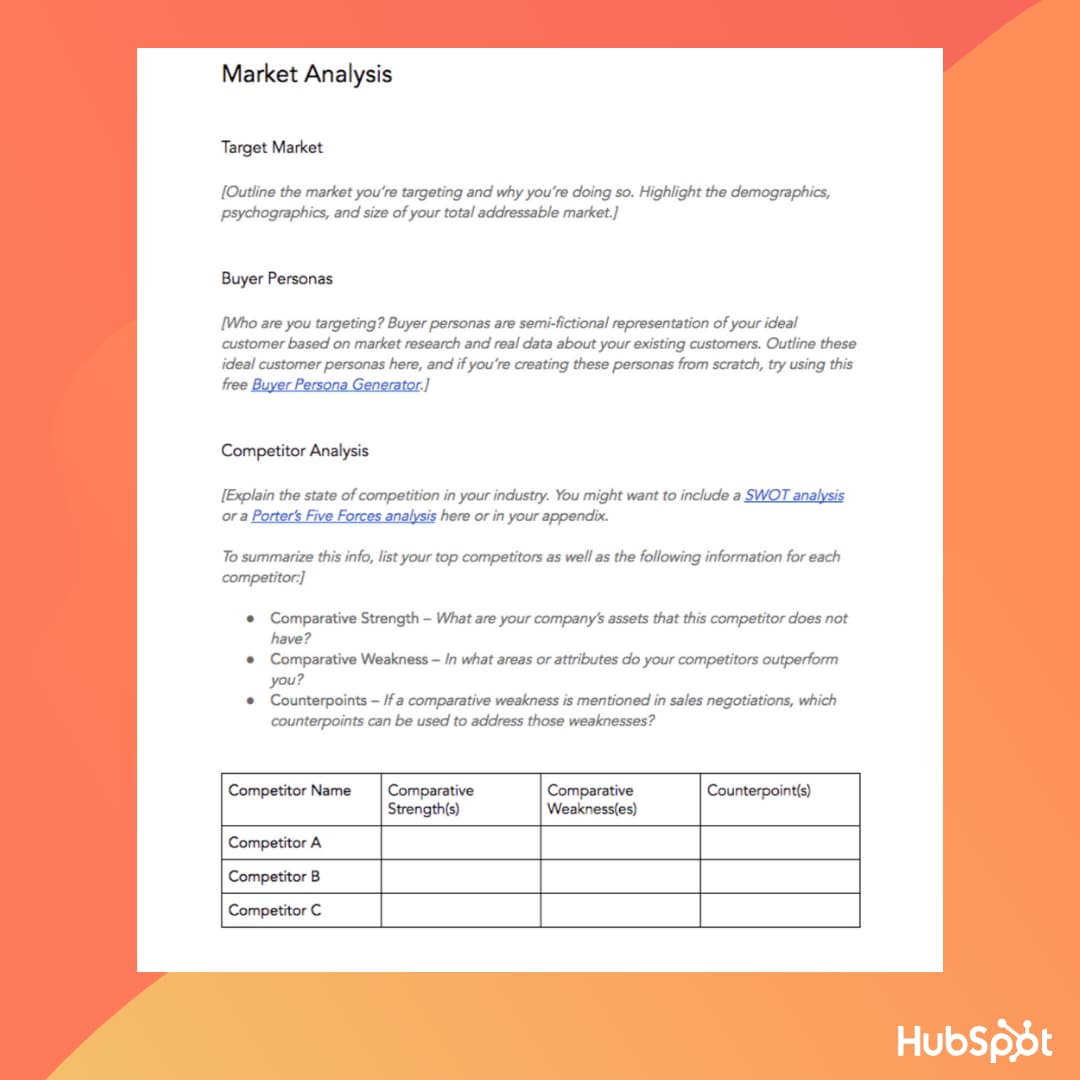 Business Plan Template: Market Analysis