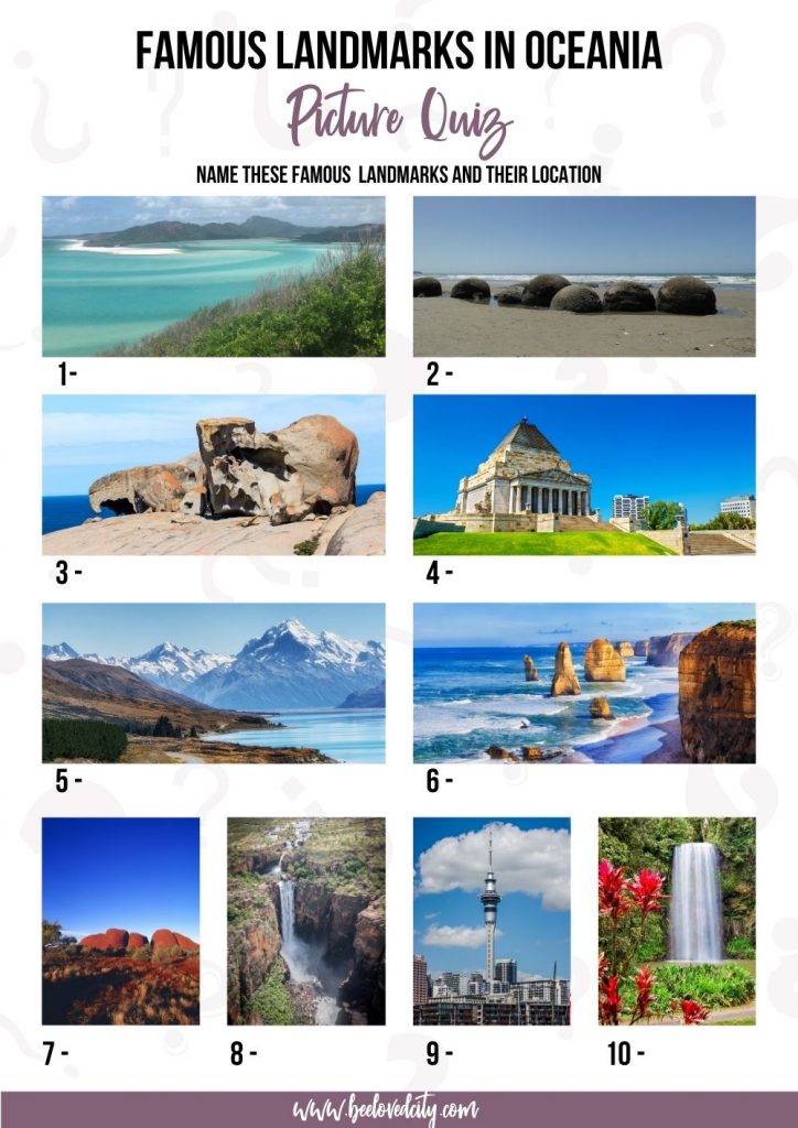 Famous landmarks in oceania picture quiz