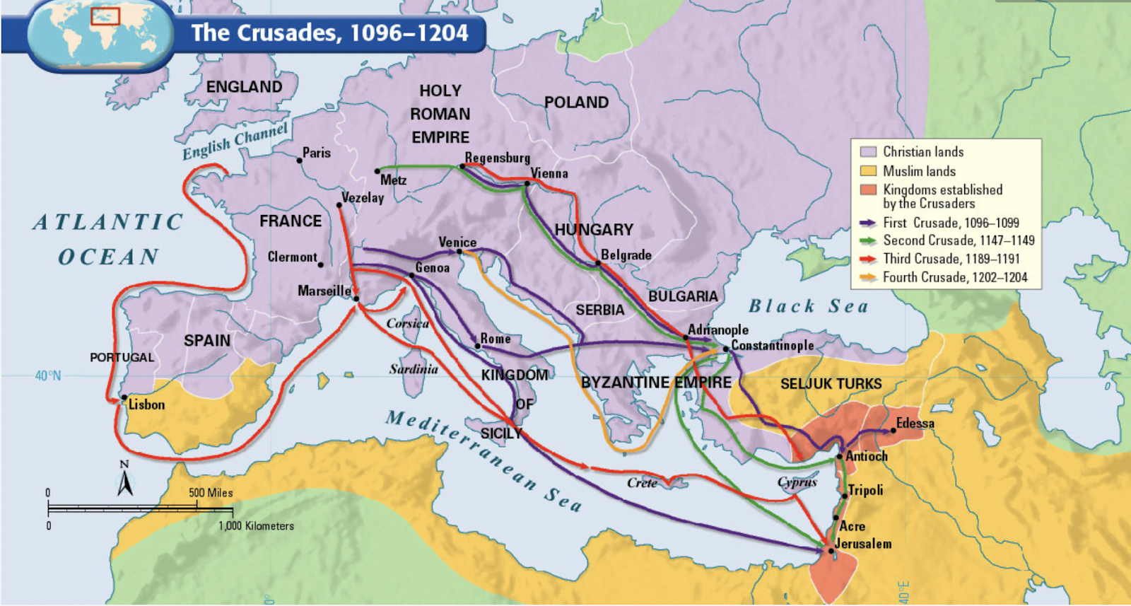 Крестовый поход 1096-1099 карта