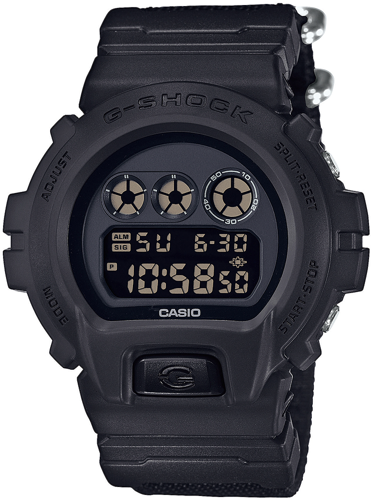 Sportowy, męski zegarek G-Shock na czarnym pasku z tworzywa sztucznego. Okrągła tarcza jest również z tworzywa sztucznego w czarnym kolorze. Tarcza zegarka jest cyfrowa co ułatwia korzystanie z funkcji zegarka.