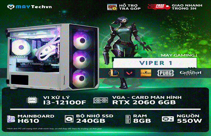 Hình ảnh minh họa cho PC GAMING VIPER 1 - Maytechvn - 187 đường số 1, phường Bình Hưng Hoà B, quận Bình Tân, TP.HCM