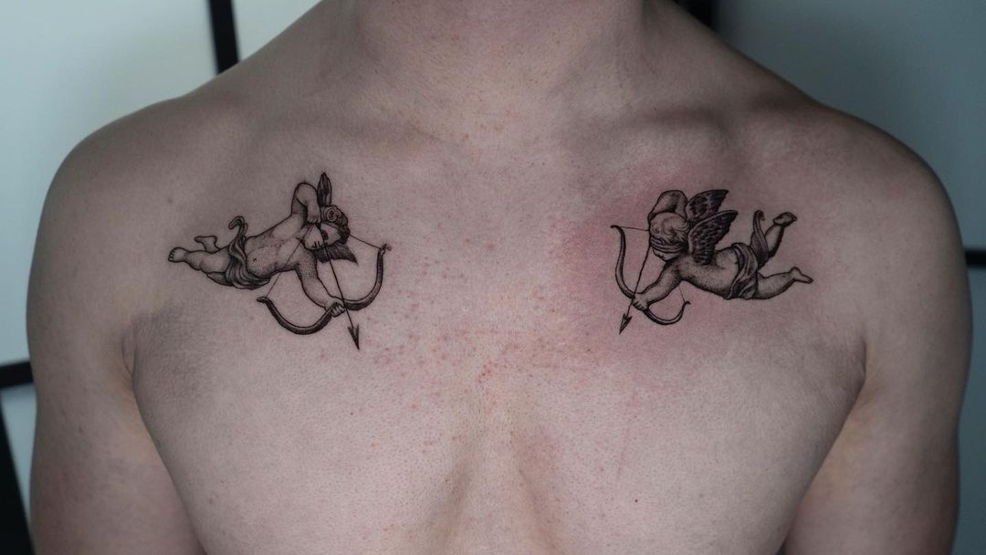 Fighting Angel Tattoo On Chest