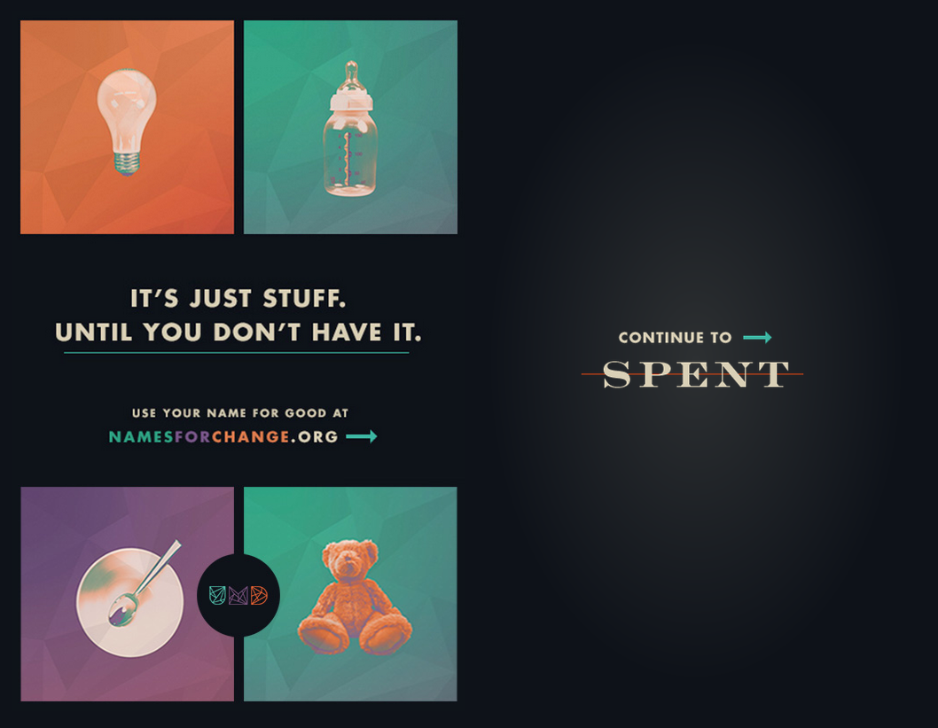 Úvodná obrazovka interaktívnej hry Spent.