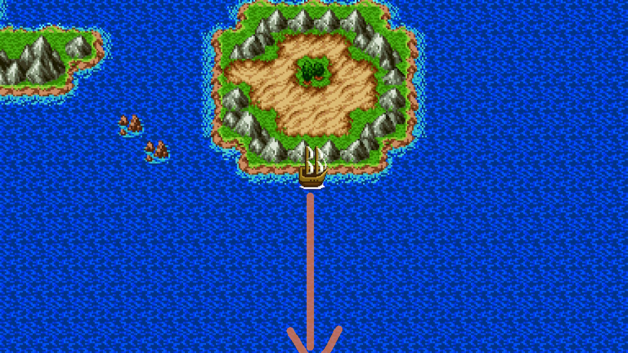 Head South from the Yggdrasil Leave island. | Dragon Quest II