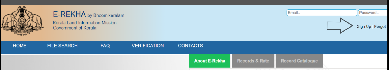 e rekha kerala portal sign up page