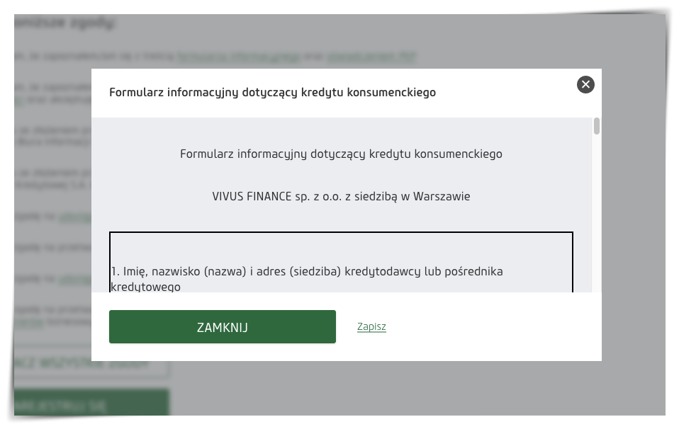 vivus formularz informacyjny