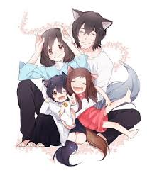 Image result for anime of a wolf family in the japan mountains