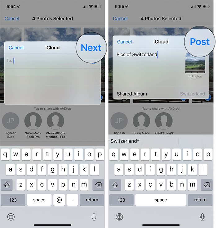 Create iCloud Photo Album in iOS 12