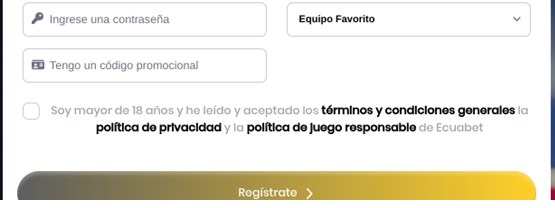 Formulario de registro en Ecuabet