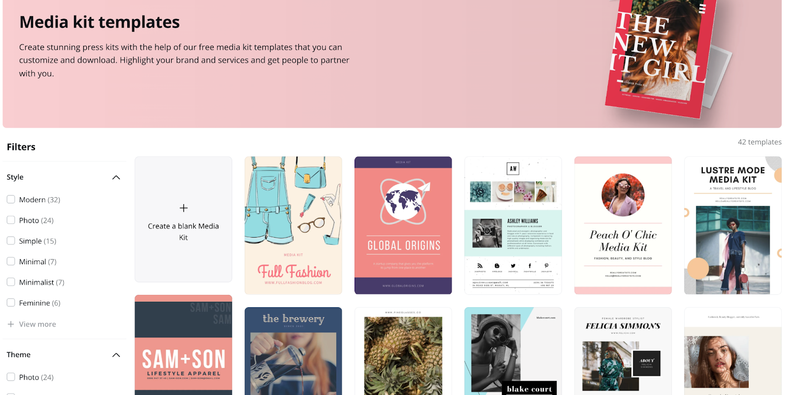 influencer media kit templates on canva