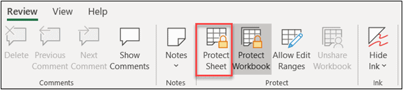 Select the Protect Sheet feature