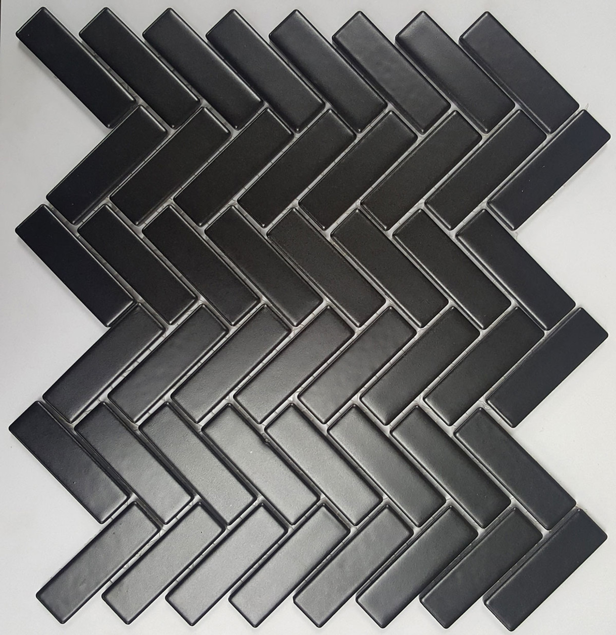 black satin herringbone tile