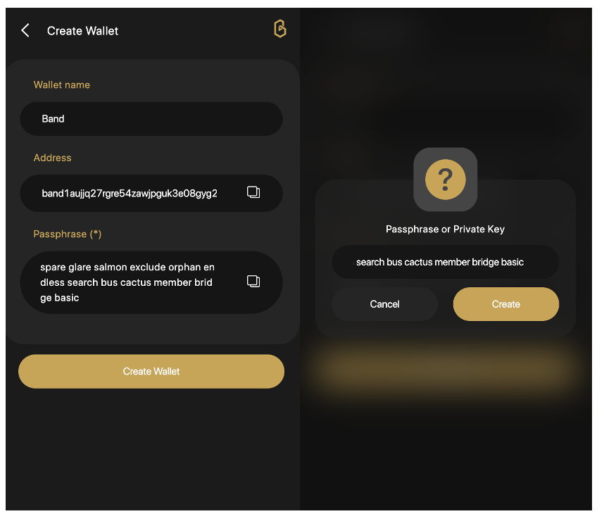 tạo ví bandchain coin98 extension 2