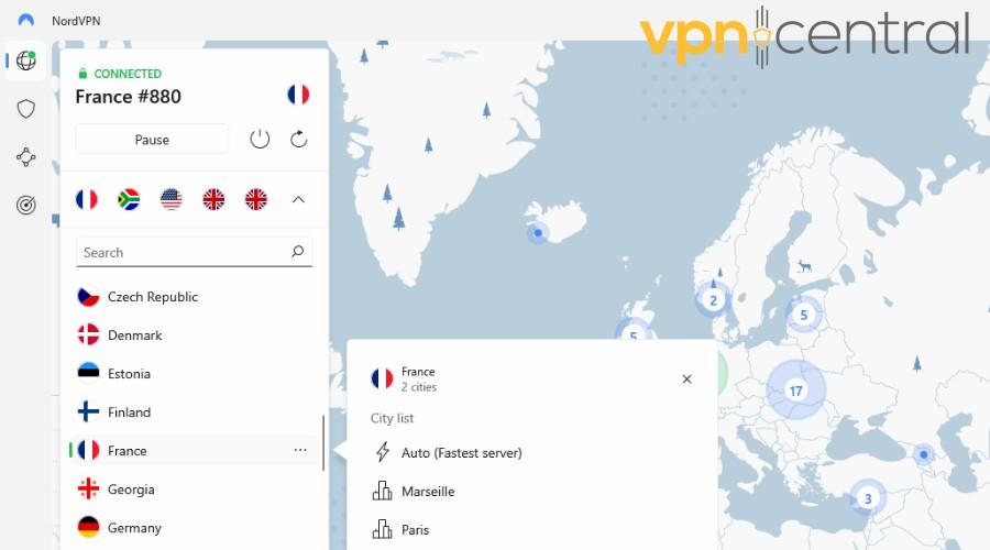 nordvpn france server locations