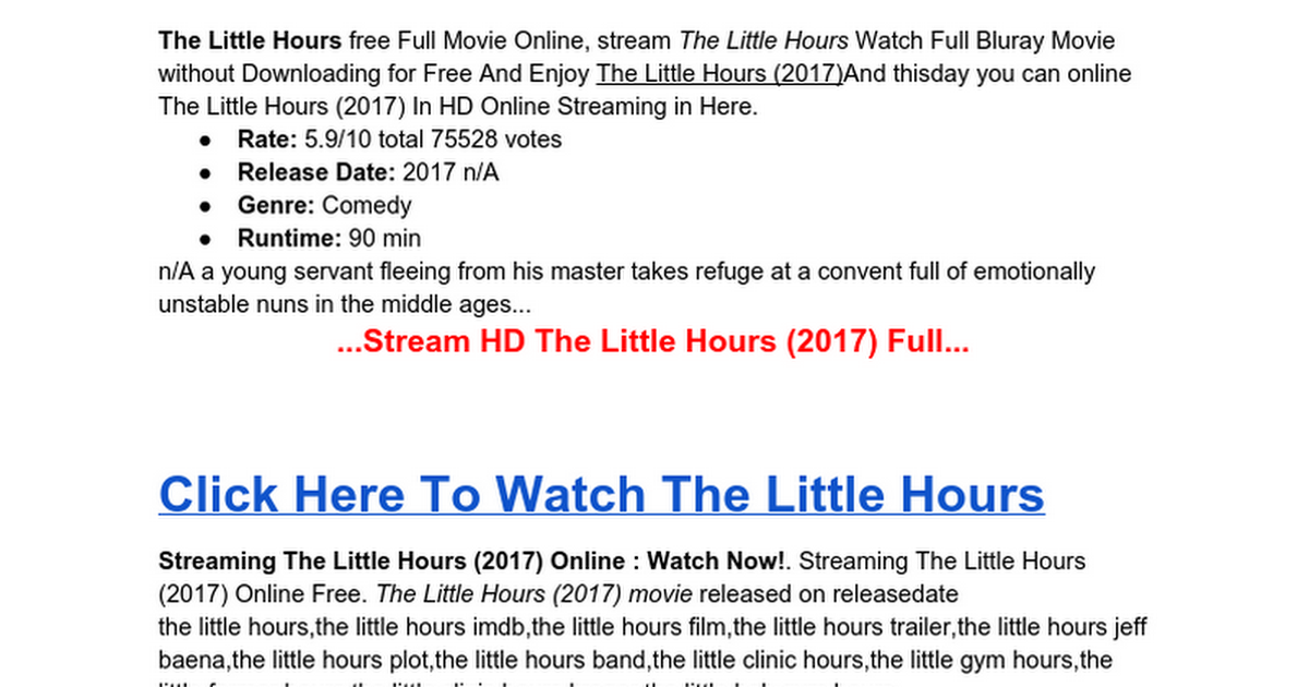 Watch Hours Online (2017)