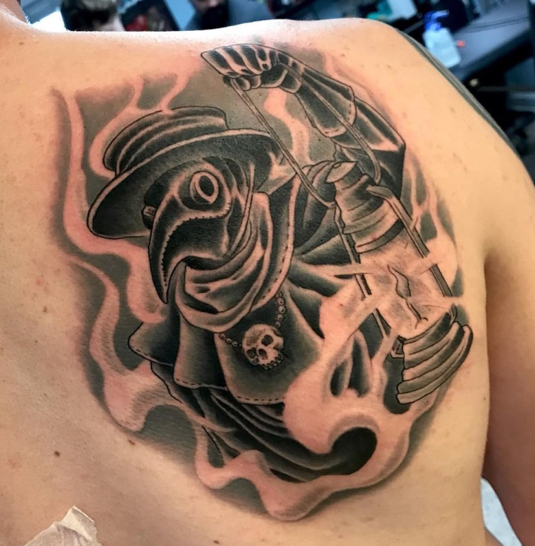 Tattoo Of Freaky Plague Doctor 