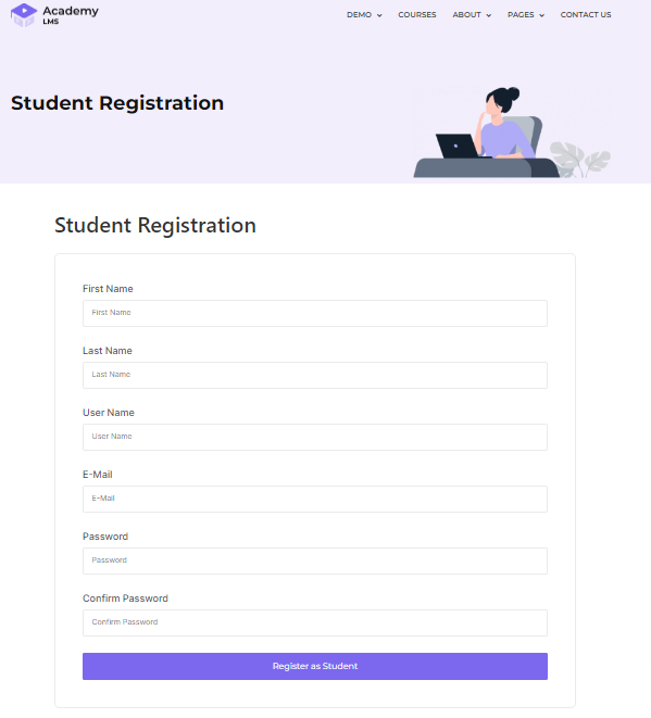 student registration page