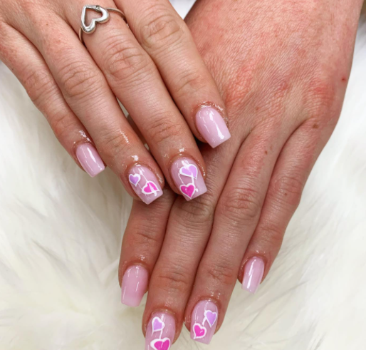 Twin Hearts Ombre Nail Designs