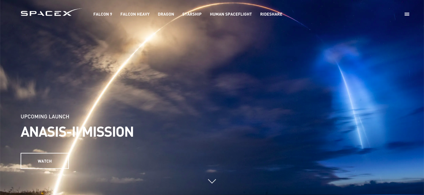 Screenshot of Space X's Vision Statement