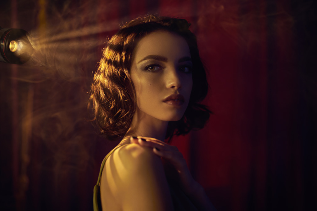 movie style portrait with dramatic lighting.
