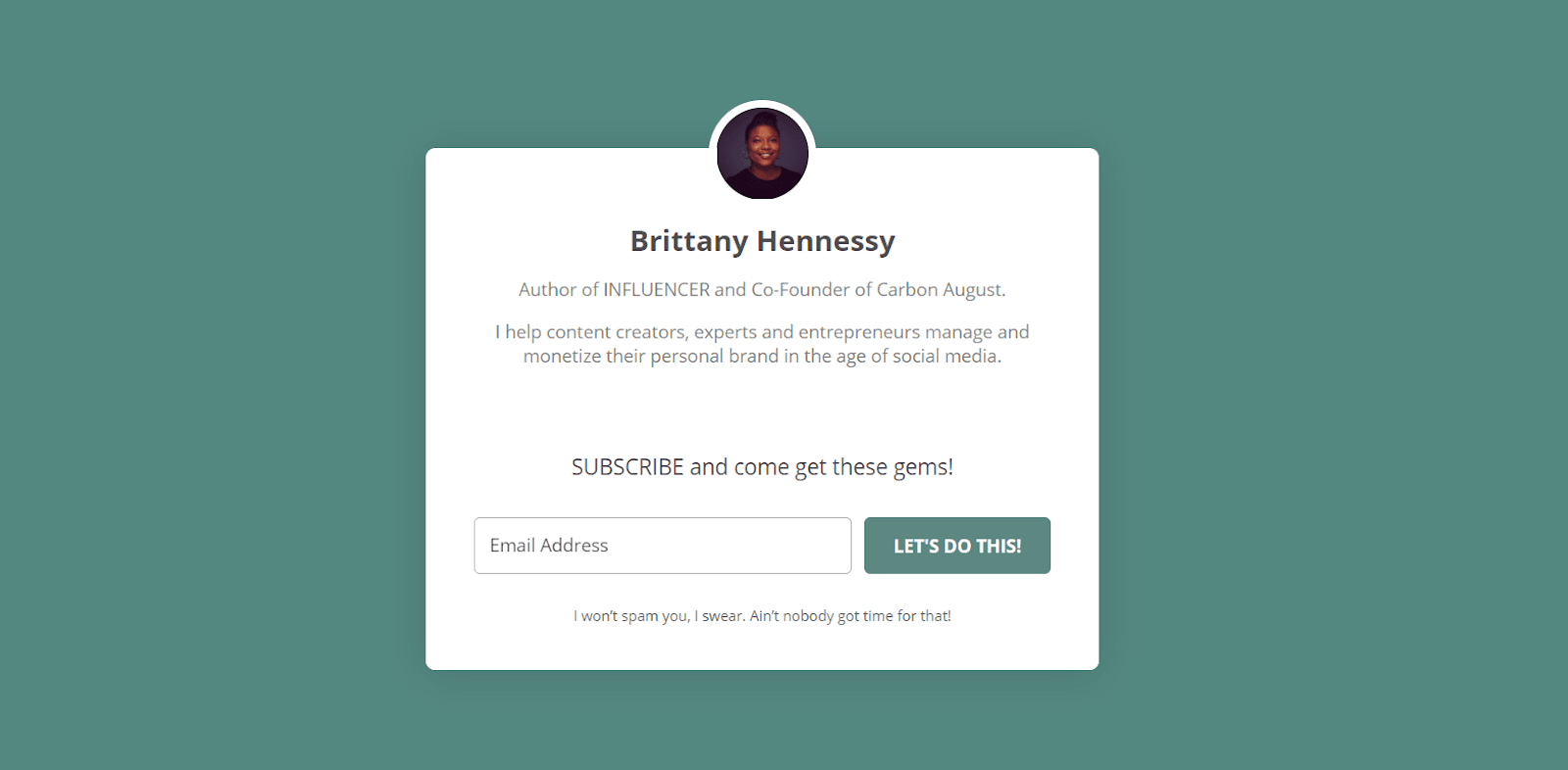 Landing page for Brittany Hennessy