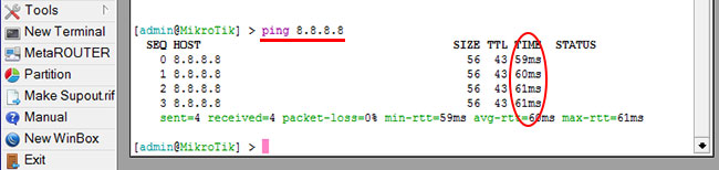 ping MikroTik
