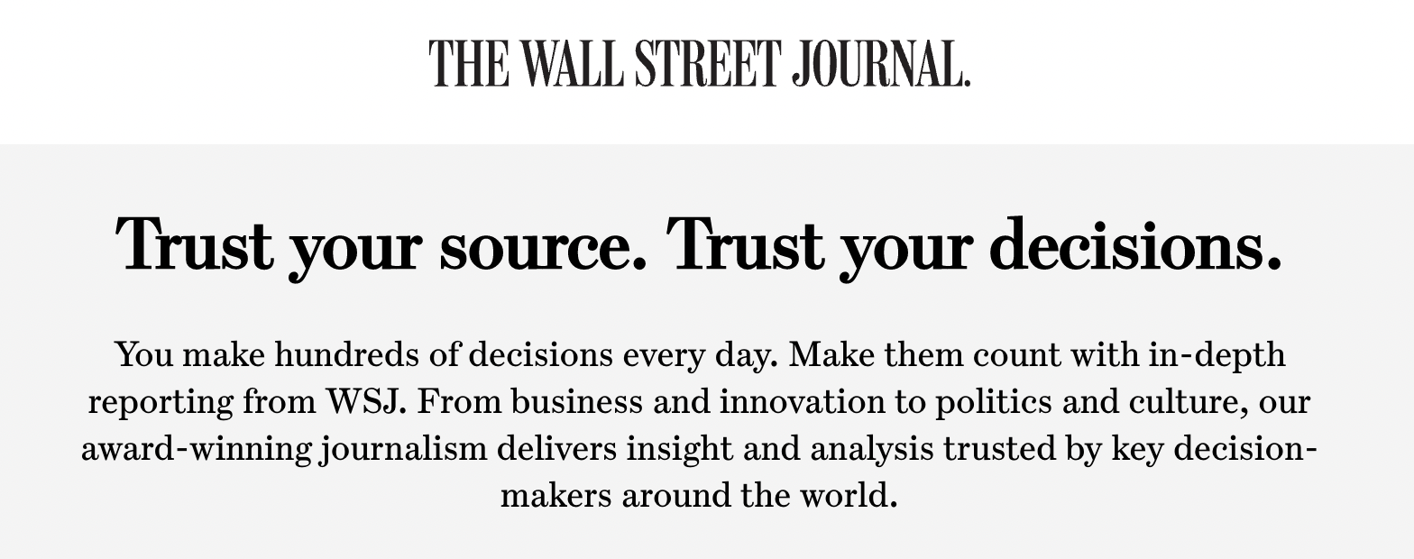 The Wall Street Journal value proposition