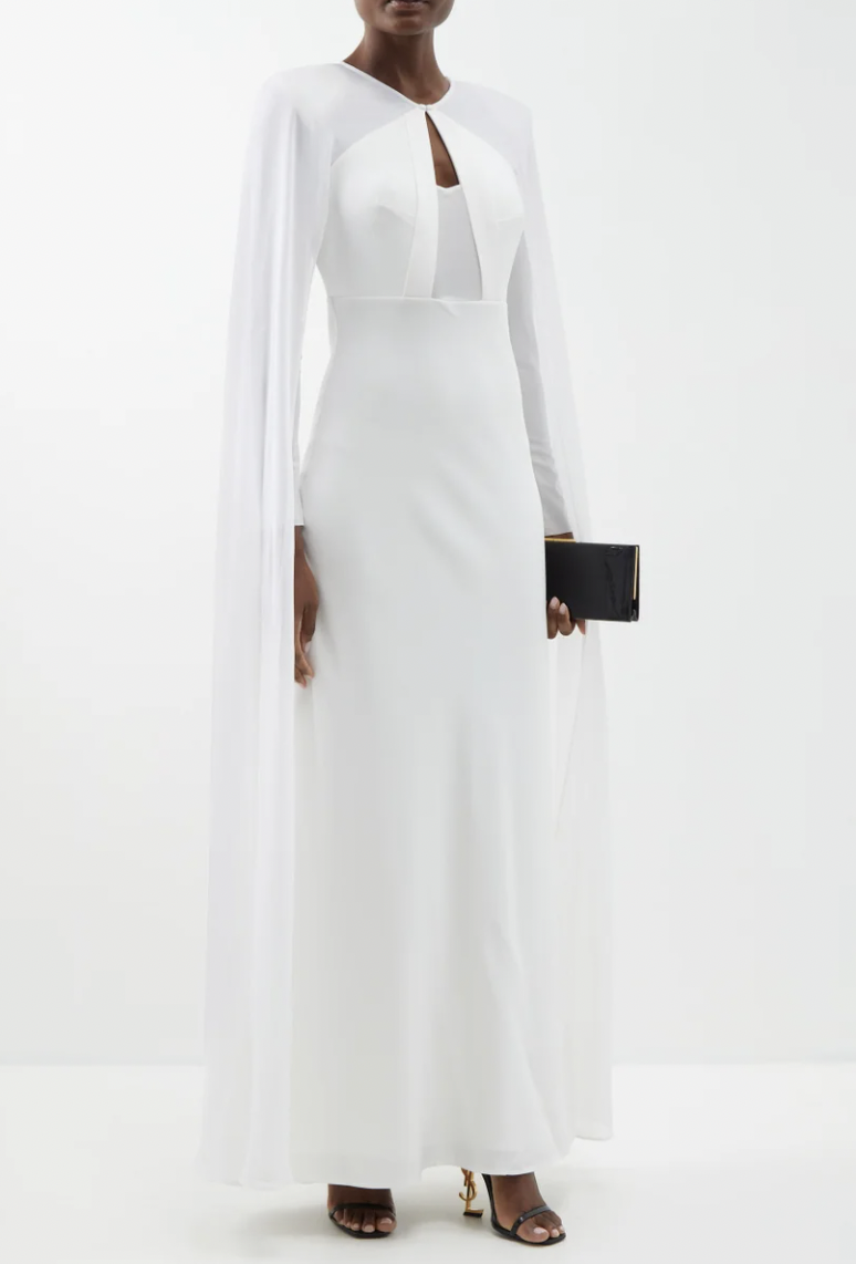 ROLAND MOURET Cape-overlay long-sleeved gown